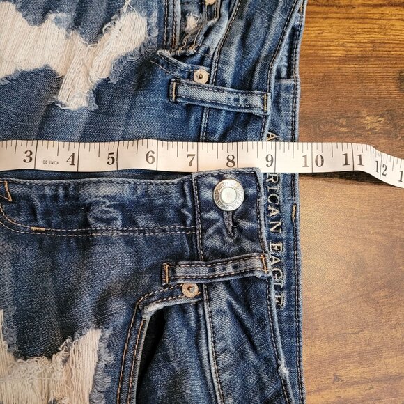 American Eagle Hi Rise Shortie Shorts Size 0 Next Level Stretch Ripped - Picture 8 of 10